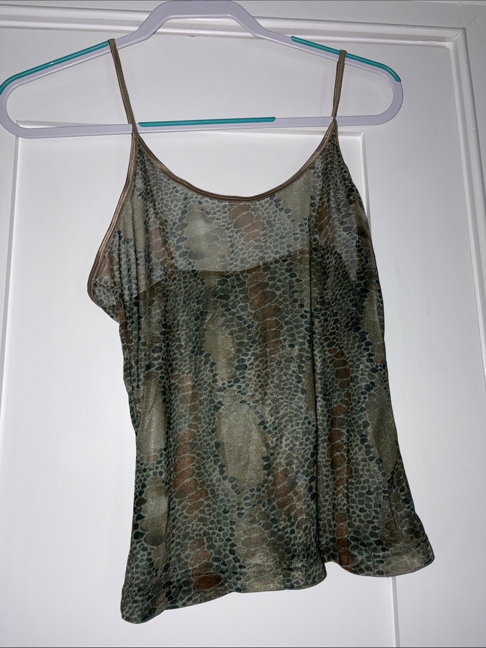 Women’s Olive Snake-Print Camisole Tank Top